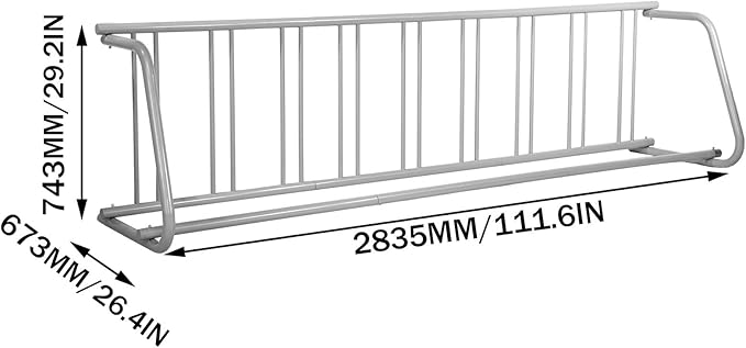 BestEquip 111" Length Floor Bike Rack, 9 Holders All-Steel Grid Bike Rack, Single-Side Storage Stand for Garages Streets Yards