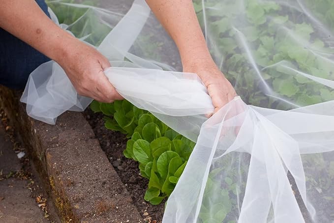 Agfabric Garden Netting 5'x100' Insect Pest Barrier Bird Netting for Garden Protection,Row Cover Mesh Netting for Vegetables Fruit Trees and Plants,White