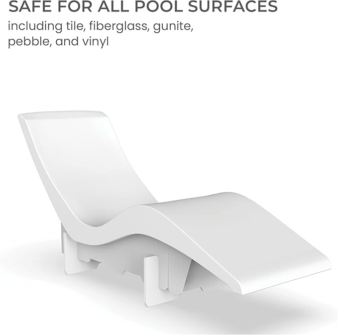 Aqua Outdoors in-Pool DEEP Ledge Chaise Set - Two Chaises - Two Headrest Pillows - Chaise Risers and One Large in Pool Side Table - for ledges 9"-14" inches Deep (White Granite-Grey)