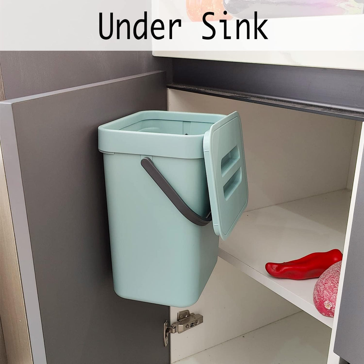 LALASTAR Small Trash Can with Lid, Compost Bin Indoor Kitchen Sealed Under Sink for Kitchen, Food Waste Bin for Countertop, Mountable Garbage Can for Bathroom, RV, 5L/1.3 Gal, Blue