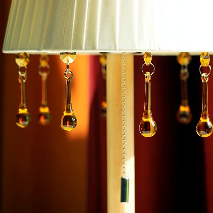 12pcs Raindrop Crystal Chandelier Prisms Parts, 53mm Hanging Crystals Beads for Chandeliers, Home Decoration (Topaz)