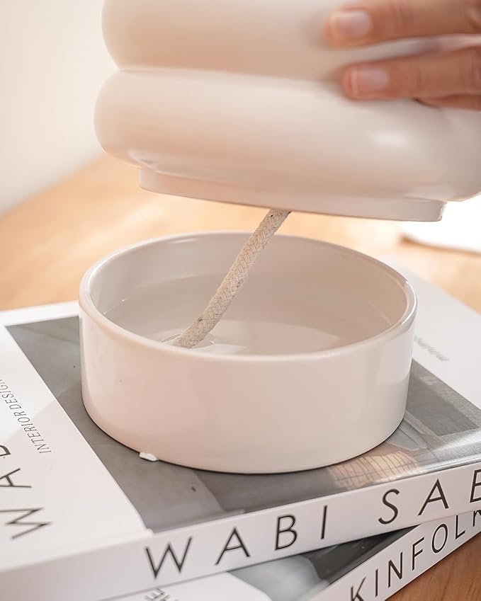 Bubble Ceramic Plant Pots with Drainage Holes and Saucers,6 inch Medium Flower Pots Modern Decor Planter for Indoor Plants(White)