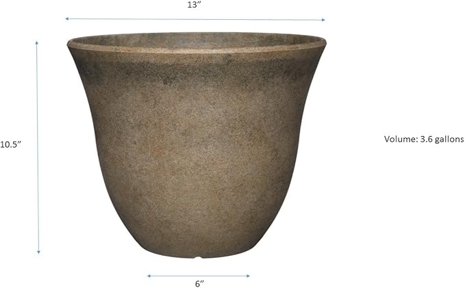 Classic Home and Garden Honeysuckle Planter, Patio Pot, 13" Fossil Stone (One Pack) (Pack of 4)