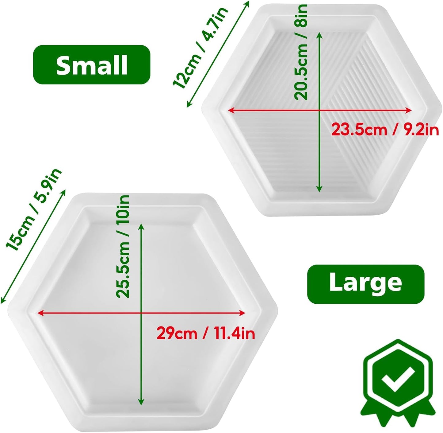 2 Size Hexagon Stepping Stone Mold, 9" /11.4" Reusable Cement Molds for Concrete, Plastic Concrete Molds for Walkways, Pavement and Garden