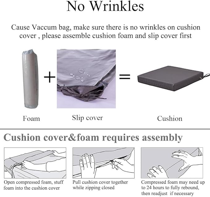 20 x 18 Inch Outdoor Chair Cushions for Patio Furniture UV Resistant Non Slip Waterproof Replacement Patio Seat Cushion with Ties Set of 2, Navy Blue