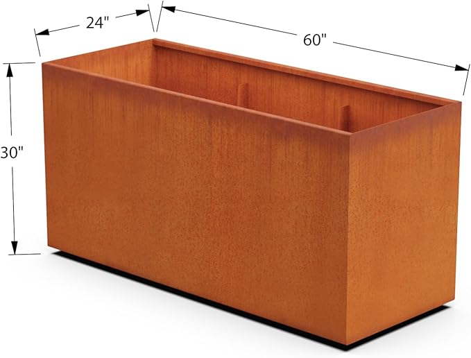 60x30 Inch Corten Steel Planter Box – Extra Tall Privacy Screen Planter | 5 FT Long Heavy Duty Metal Barrier | Made in USA, Fully Assembled