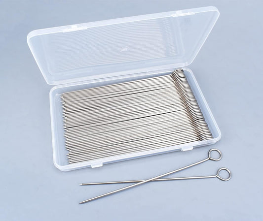 50pcs 8Inch Stainless Steel Skewers,Roast Goose Needle Barbecue,BBQ Skewer Sticks,Packed in a plastic Box for BBQ Grilling Kebob Meat Chicken Vegetable Appetiser