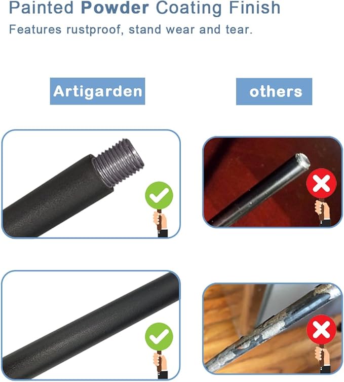 108 inch Outdoor Shepherd Hook with 7 Prong Base (1 Pack), Adjustable Heavy Duty Garden Hanging Stake for Bird Feeder Solar Light Plant Hanger Wedding Decor, Matte Black