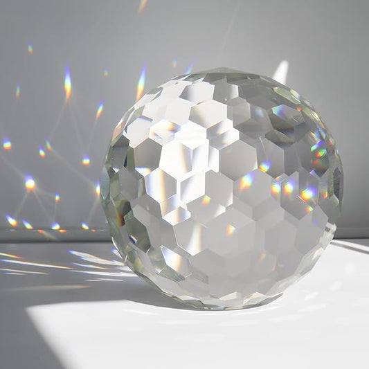 Clear Crystal Suncatcher Ball Prism Glass Sphere Faceted Gazing Ball Rainbow Maker Window Prisms Suncatcher for Window, Sun Catcher(150mm/5.91inch)
