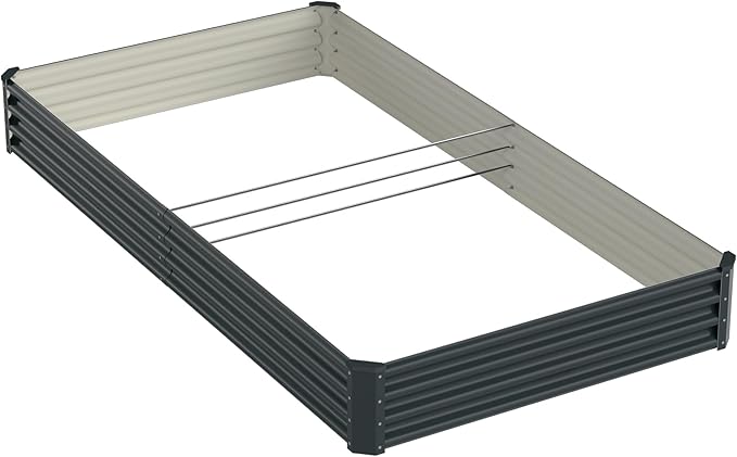 8x4x1ft Raised Garden Bed-Outdoor Galvanized Planter Box for Vegetables, Fruits,Herbs, Flowers, Metal Raised Garden Bed kit-Dark Grey