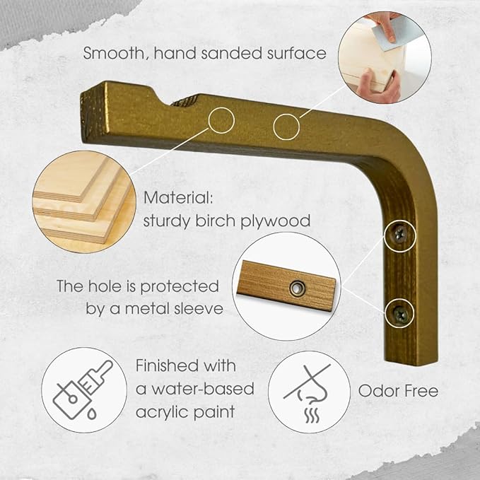 2-Piece Set of Plant Hooks for Wall 6 Inch - Mounted Wooden Plant Hook - Indoor and Outdoor Bracket Plant Hanger for Planters, Lanterns, Bird Feeders, Patio Decorations (Bronze)