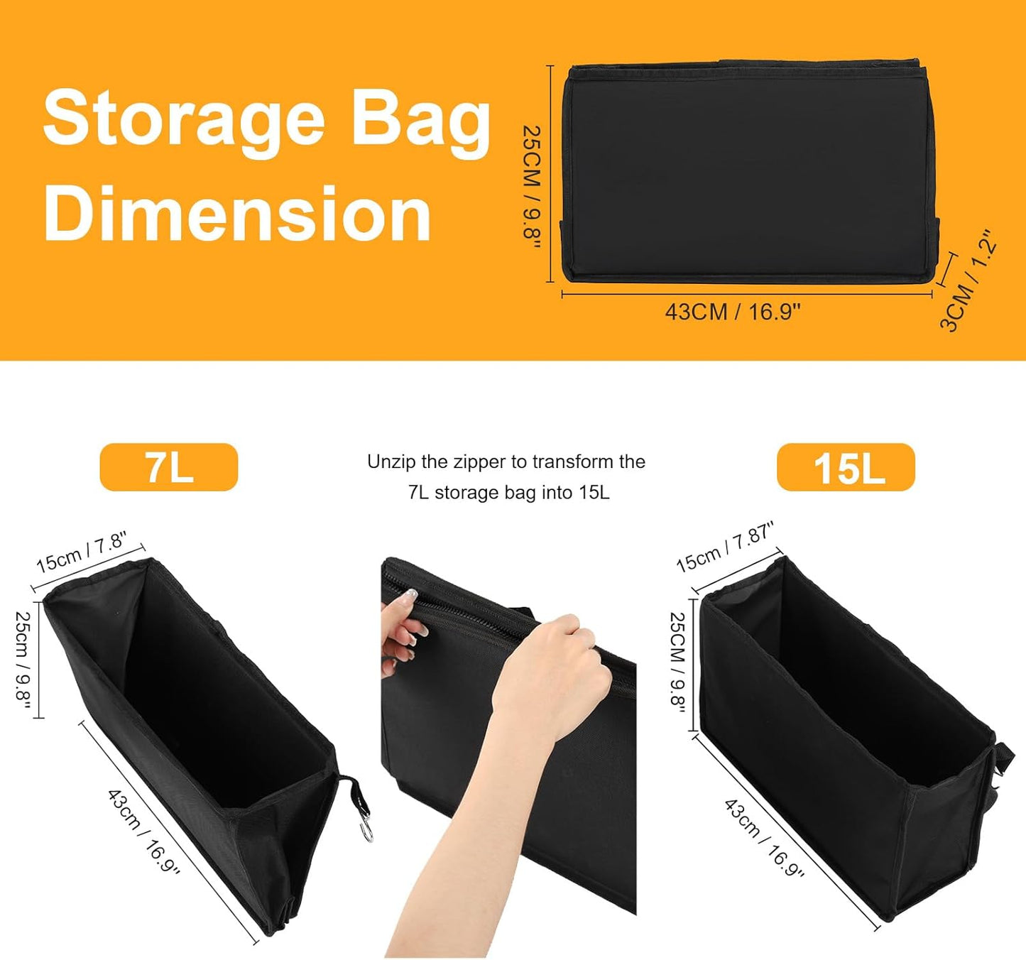 Grill Table 4FT Camping Table with 7/15 L Storage Bag 3 Height Adjustable Picnic Table Foldable Folding Portable Stand Mesh Outdoor BBQ