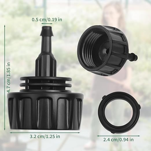6 PCS 1/4 Inch Drip Irrigation Hose Connector, Drip Irrigation Tubing Fittings Convert 3/4" Garden Hose to 1/4" Drip Tubing, Faucet to Garden Hose Adapter Drip System Parts for Irrigation Kits(Black)