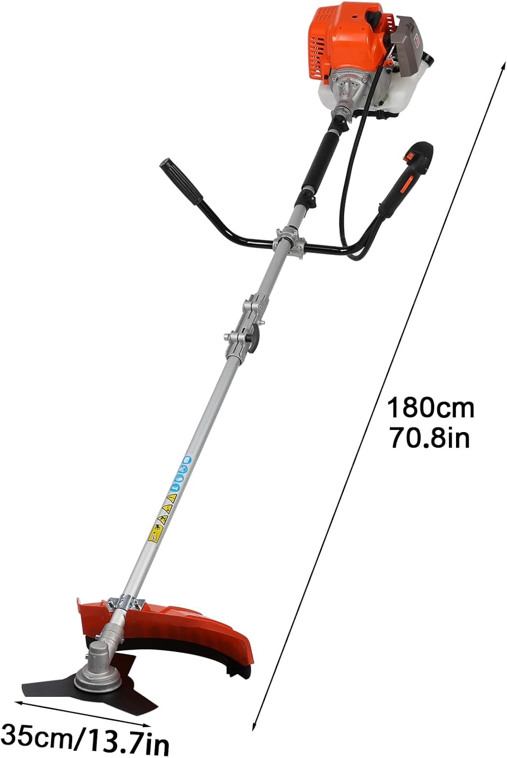 Gas Weed Wacker Cordless 2 in 1 String Trimmer, 52cc 2 Cycle Weed Eater with Anti-Slip Handle Brush Cutter Garden Tools Edger Lawn Tool (Orange)