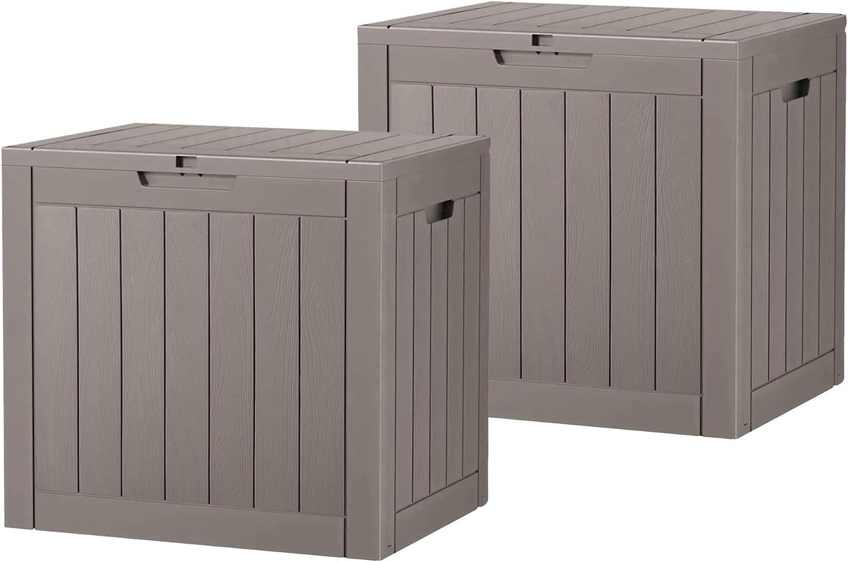 KAMABOKO 32 Gallon Outdoor Storage Box 2 Pack All-Weather Deck Box for Patio Furniture, Package Deliveries, Garden Tools, Pool Supplies & Cushions, Grey