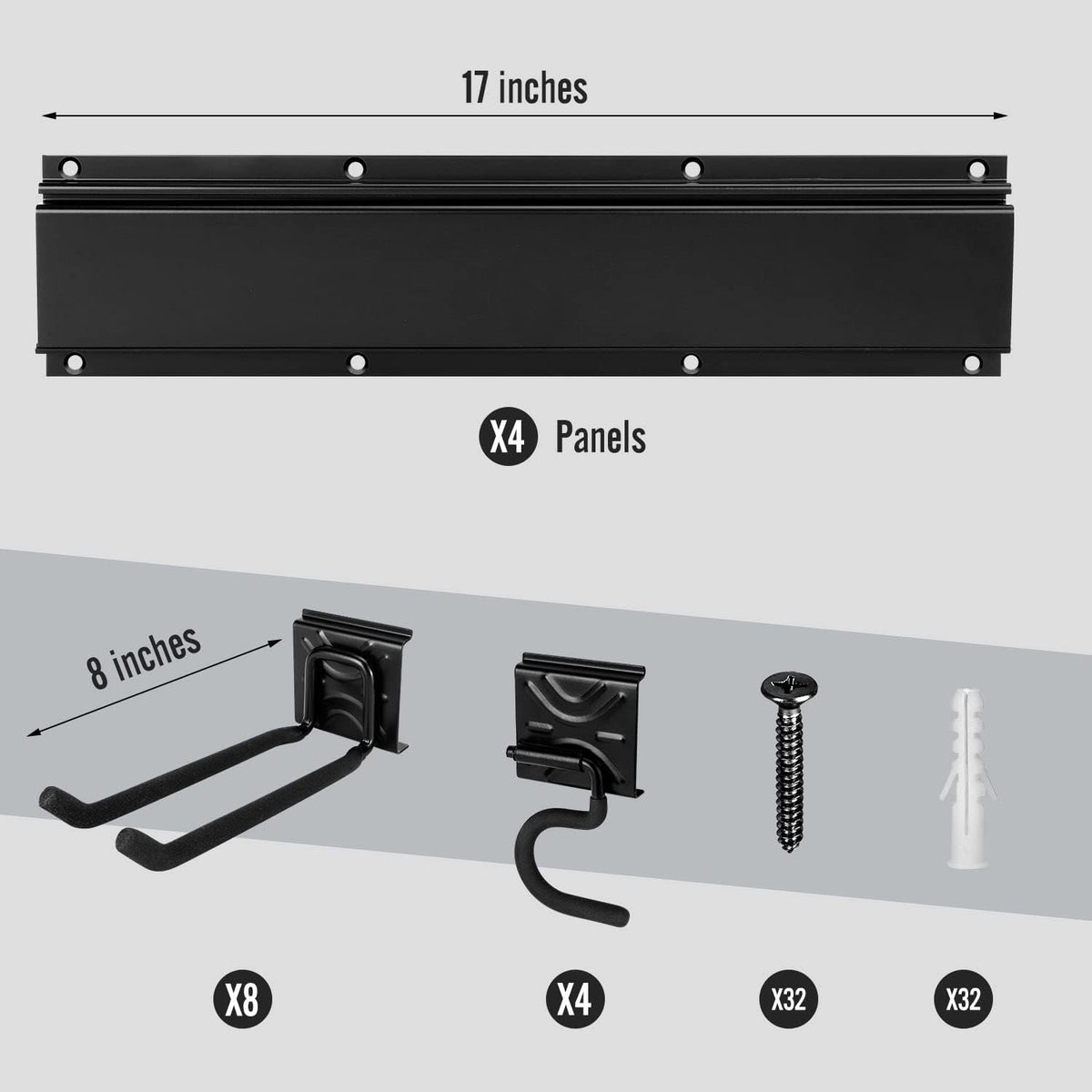 Garage Garden Tool Storage Rack Organizer Wall Mount, Yard Shovel Rack Holder Organization, Heavy-Duty Extra Width Panels for Hanging Landscaping Equipment,Ladders,Sport Gears,Hoses,Lawn Trimmer