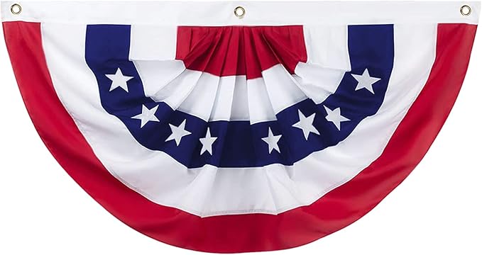 3 x 6 Ft American Pleated Fan Flag, USA Patriotic Half Fan Bunting Flag, 4th of July Decorations Flags