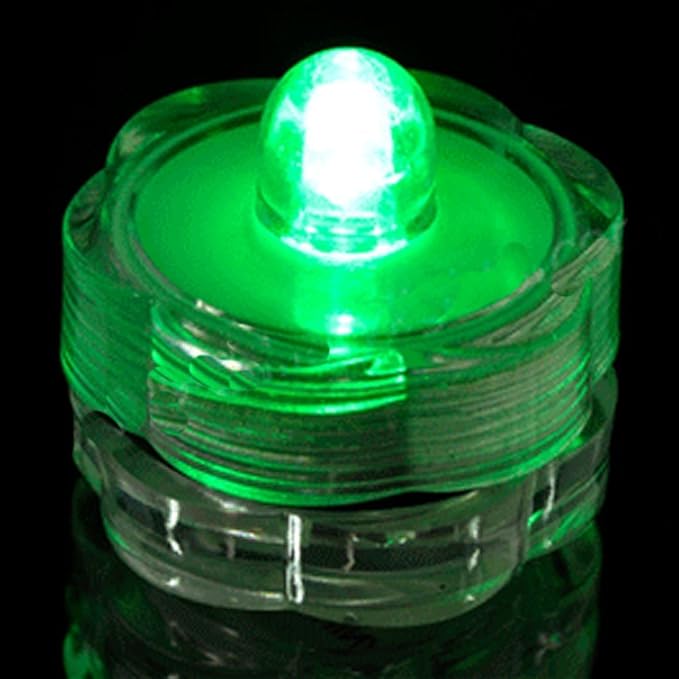 Bright LED Floral Tea Light Submersible Lights for Party Wedding (Green, 20 Pack)
