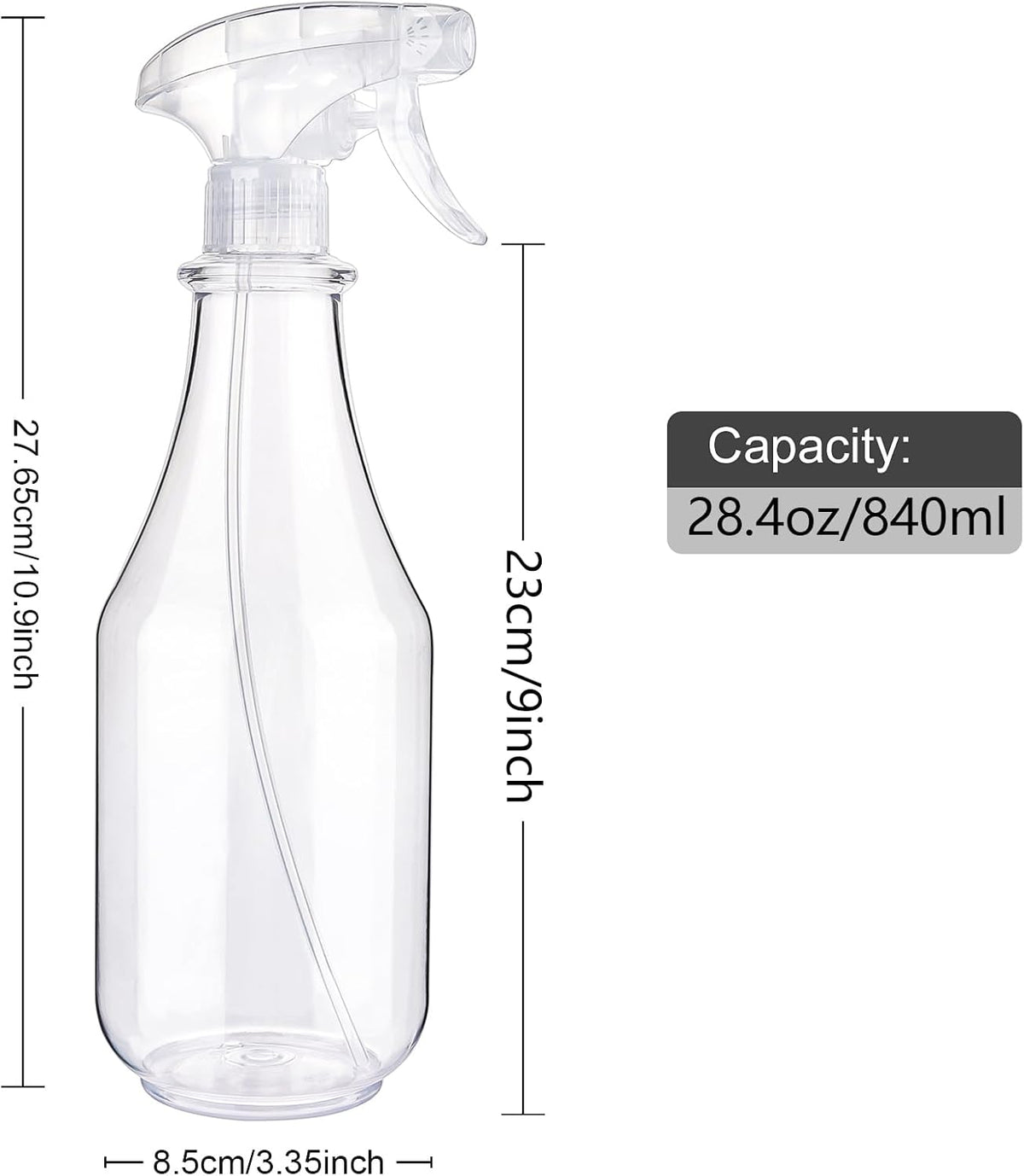 Plastic Spray Bottles Empty Spray Bottle 28.4oz Heavy Duty Spraying Bottles Mist/Stream Water Bottle for Cleaning Solutions, Plants, Pet, Essential Oils, Hair (Clear4)