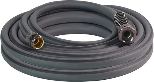 5/8’’ Heavy Duty Garden Hose 25 ft – Outdoor Hybird Water Hose with Solid Fitting - Flexible, Kinkless, Lightweight Garden Hose for Lawn Watering, Car Washing - Burst 500 Psi (Grey,25 ft)
