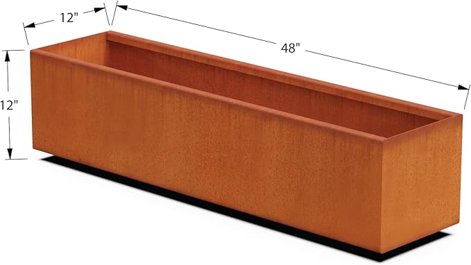 4 FT Corten Steel Planter Box – 48-Inch Large Rectangular Planter for Outdoor Plants | Heavy Duty Metal Garden Bed | Made in USA, Fully Assembled
