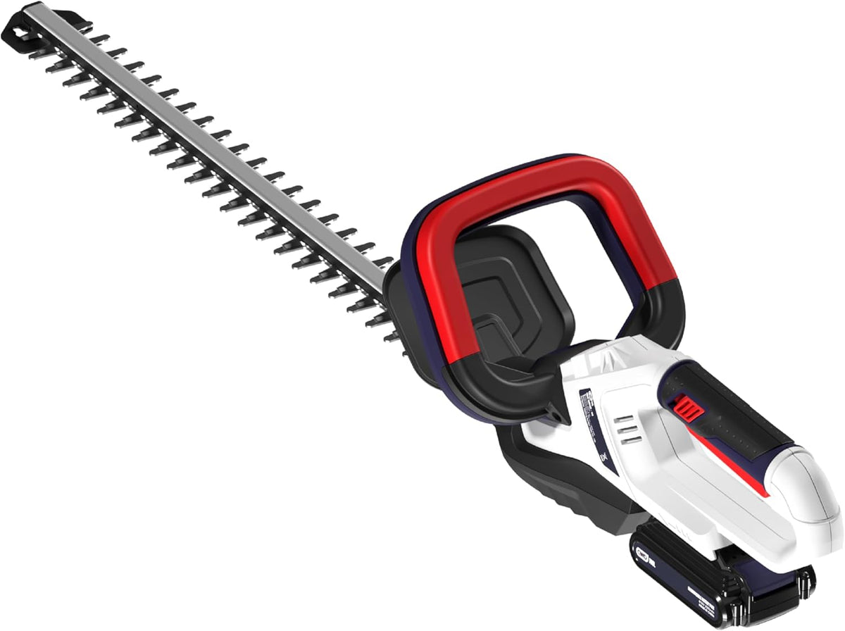 QWD 20v Cordless Hedge Trimmer Powered by Battery(Battery & Charger Included) with 20-Inch Blade & 40-Min Runtime,2200 cuts/Min,Lightweight Aluminum Body for Home Garden