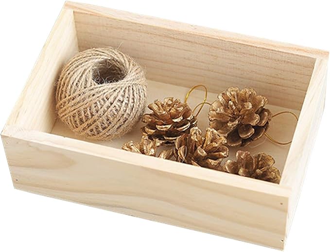 2 Pcs 7.5" × 5" × 2.4" Natural Wooden Succulent Planter Plant Container Box Window Boxes Rectangular Flower Pot Storage Box for Indoor Outdoor Home Venue Decor