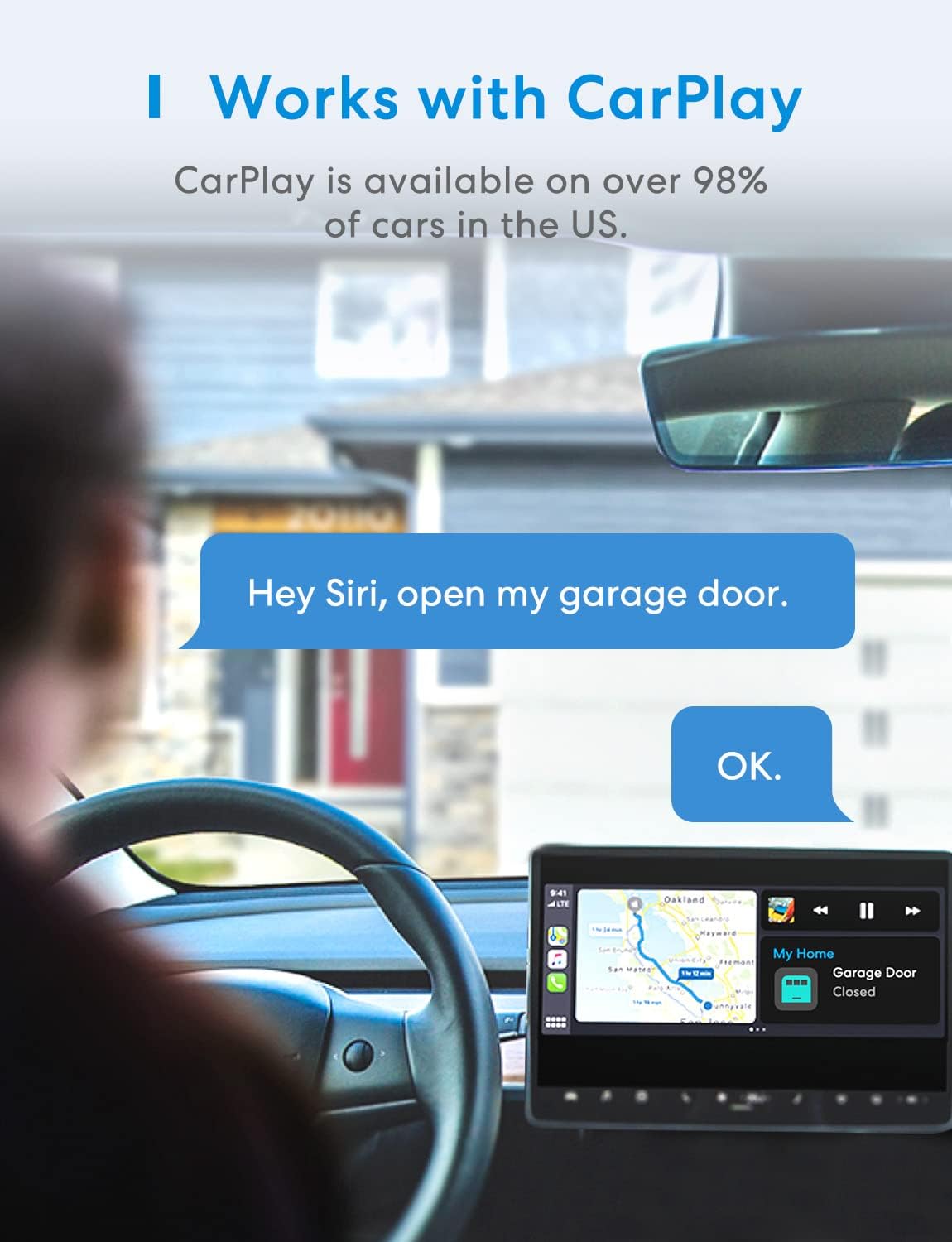 meross Smart Garage Door Opener Remote with External Antenna, Up to 3 Single Doors, Compatible with Apple HomeKit, Amazon Alexa, Google Assistant, SmartThings, App Control, No Hub Needed