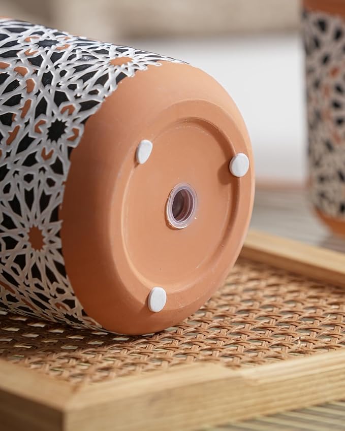 Ceramic Flower Pots for Indoor Plants Set of 2, 5 Inch Boho Plant Pot with Drainage Holes,Modern Planter for Decora Succulents/Snake Plant/Orchid/Peace Lily/House Plants,Terracotta