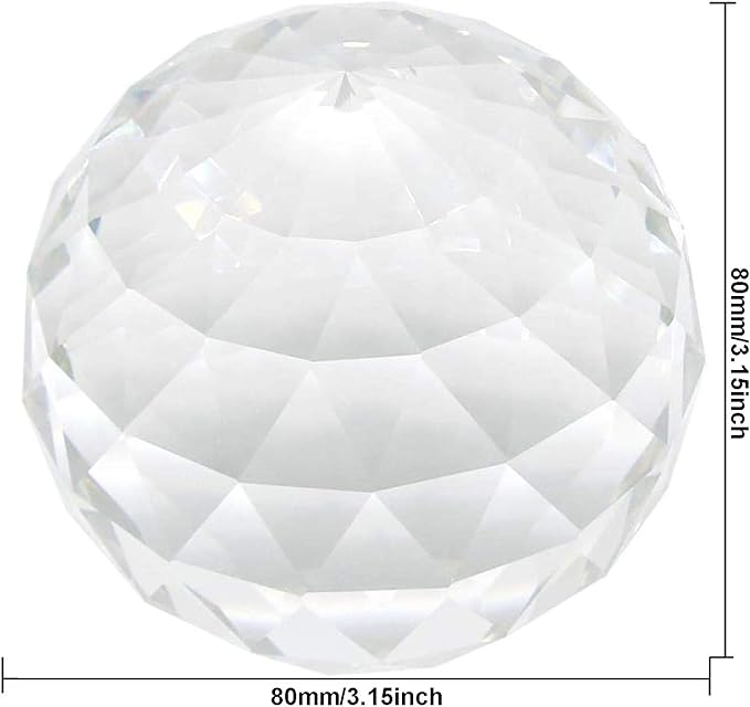 Clear Crystal Suncatcher Ball Prism Glass Sphere Faceted Gazing Ball Rainbow Maker Window Prisms Suncatcher for Window, Sun Catcher(80mm/3.15inch)