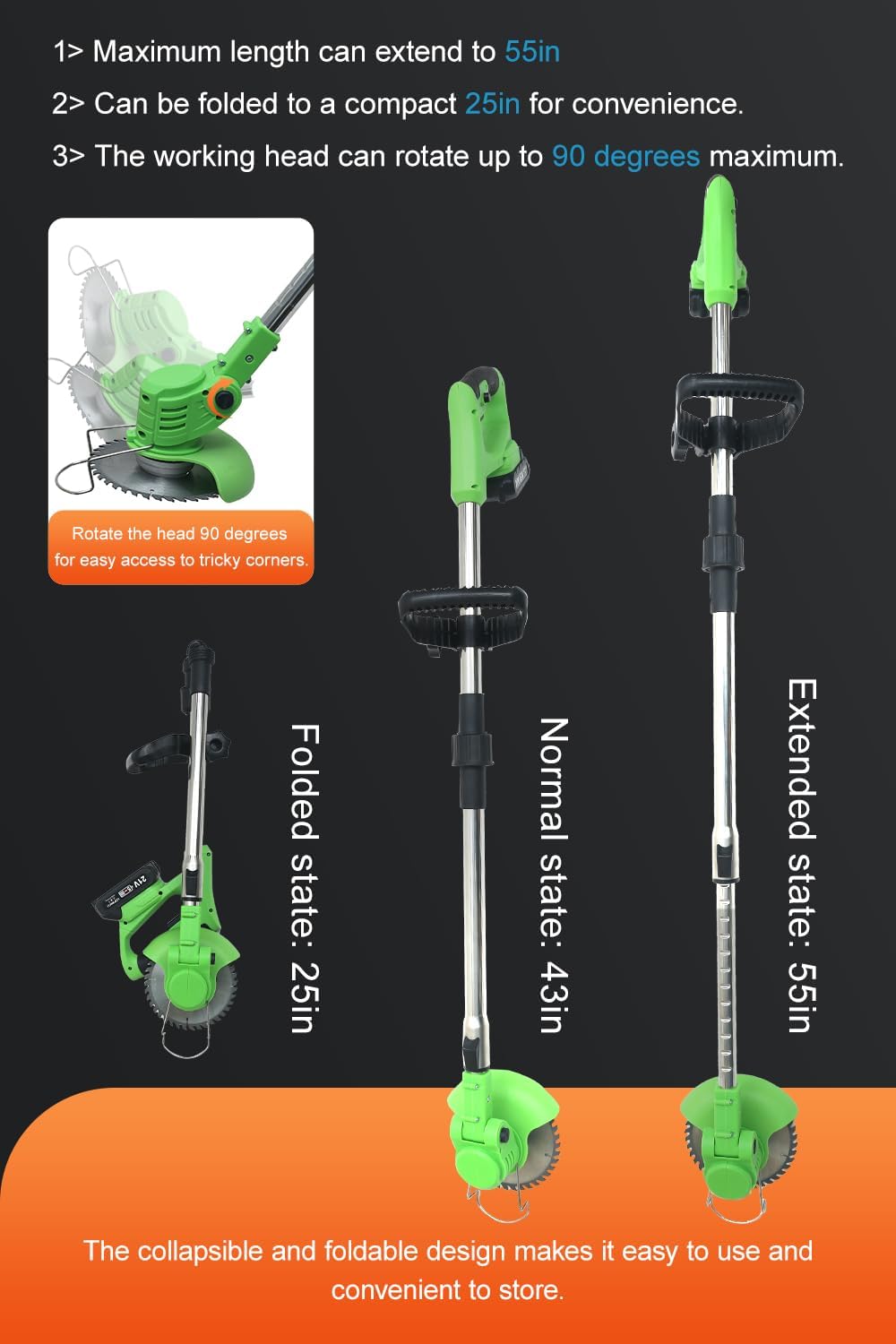Cordless Weed Wacker,Electric Weed Eater,2 Batteries,Grass Trimmer Cordless,Weed Erimmer Green GCJ