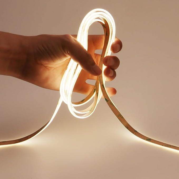 15M/49.2ft 24V COB LED Strip Light Waterproof IP65 Natural White 4000K Uniform Glow 5760LEDs CRI 93+ Flexible LED Tape Lights for DIY Cabinet Bedroom Kitchen Home Decor(No Power Supply)