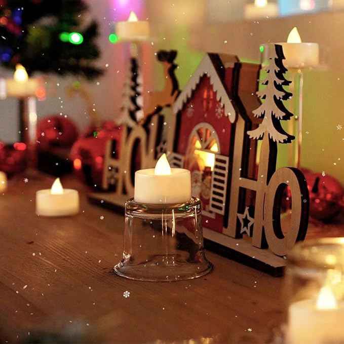 BEICHI Set of 24 Flameless LED Tea Lights Bulk, Electric Tealight Candles, Small Fake Candles Battery Operated, Warm White Flickering Mini Candles for Christmas, Home Decor