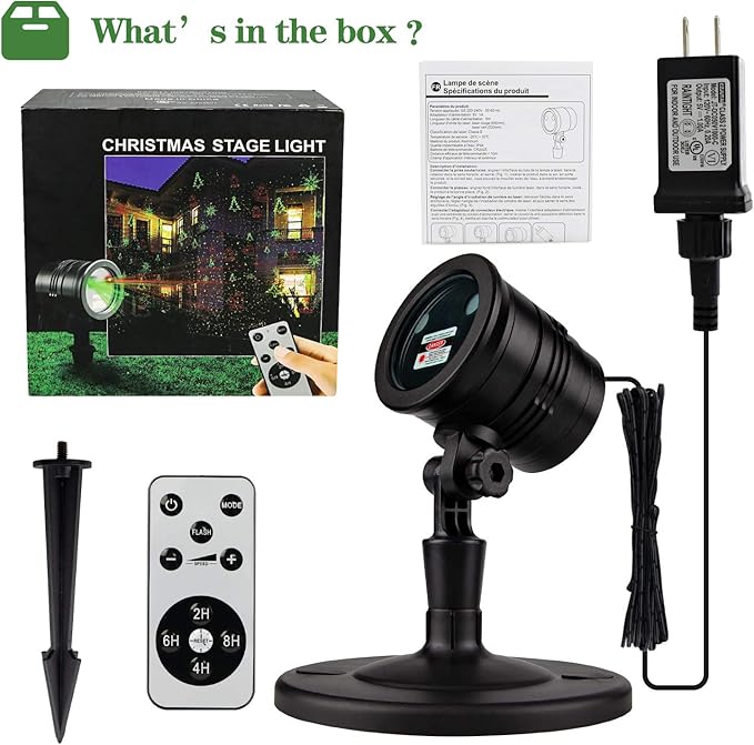 Christmas Laser Lights Outdoors Decoration Projector Light Waterproof LED Star Show for Xmas Decor House Home Yard Garden Patio Wall Indoor, Red and Green with Wireless Remote