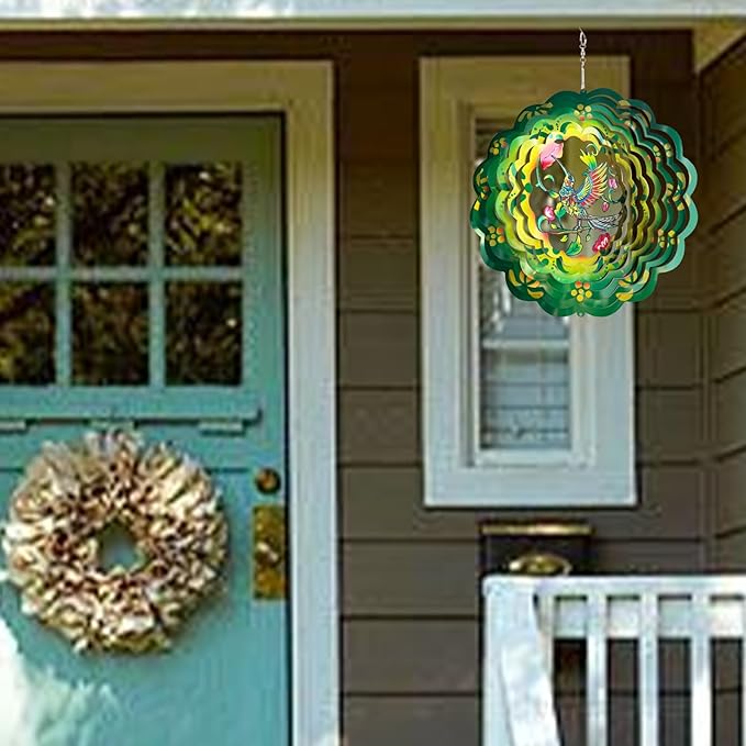 Hummingbird Wind Spinners Metal Hummingbird Gifts for Mom Women Grandma,12inch Hanging Wind Spinner for Outdoor&Indoor Decor Wind Chime Christmas Ornament Gifts for Yard Garden Decoration