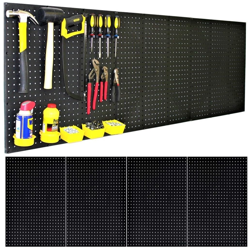 WallPeg Pegboard Kit - 4 Each 24"x16" Peg Board Panels - Made in USA - Mounted Size is 48" x 24" Pegboards Wall Organizer for Walls Home, Garage Tool Storage, Office Organization, Kitchen, Craft Room