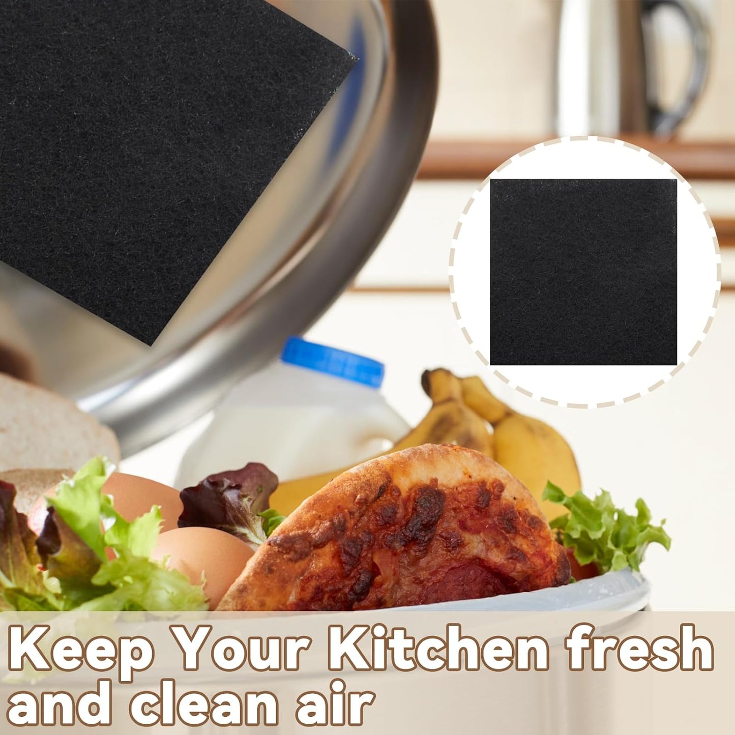 Biaungdo 6 Pack 5 Inch Sqaure Charcoal Filter Replacements, Black Kitchen Compost Bin Filters for Countertop Square Carbon Filter Bin Pail Replacement