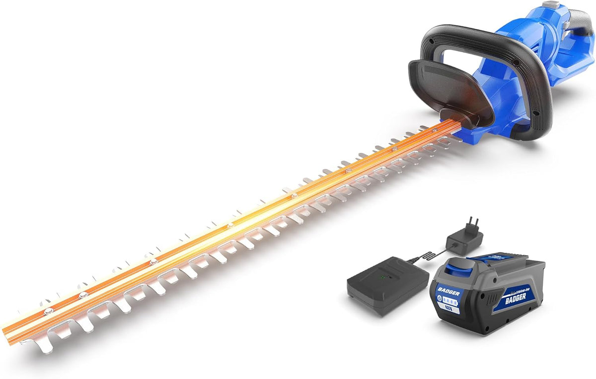 WILD BADGER POWER Hedge Trimmer 40V 24” Cordless, Powerful Electric Hedge Trimmer, 2.0Ah Battery and Charger Included