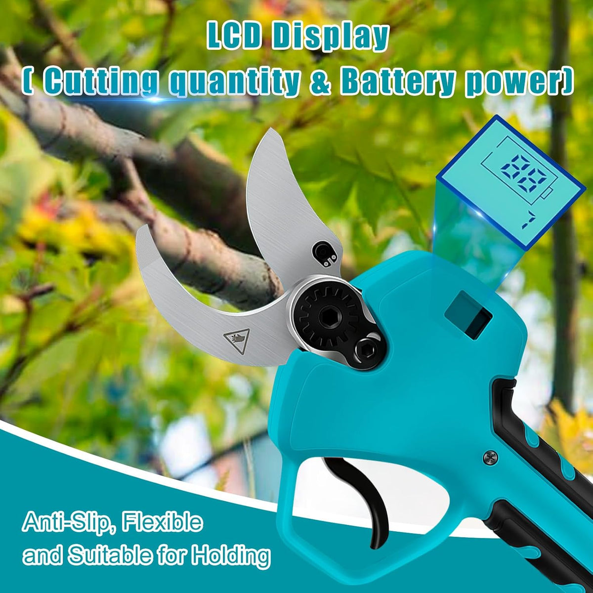 Electric Pruning Shears Compatible with Makita 18V Battery, 2.55“ (65mm) Cutting Diameter, Brushless Pruner Cutter with LED Display & SK5 Blades for Gardening Tree Pruning (Battery NOT included)