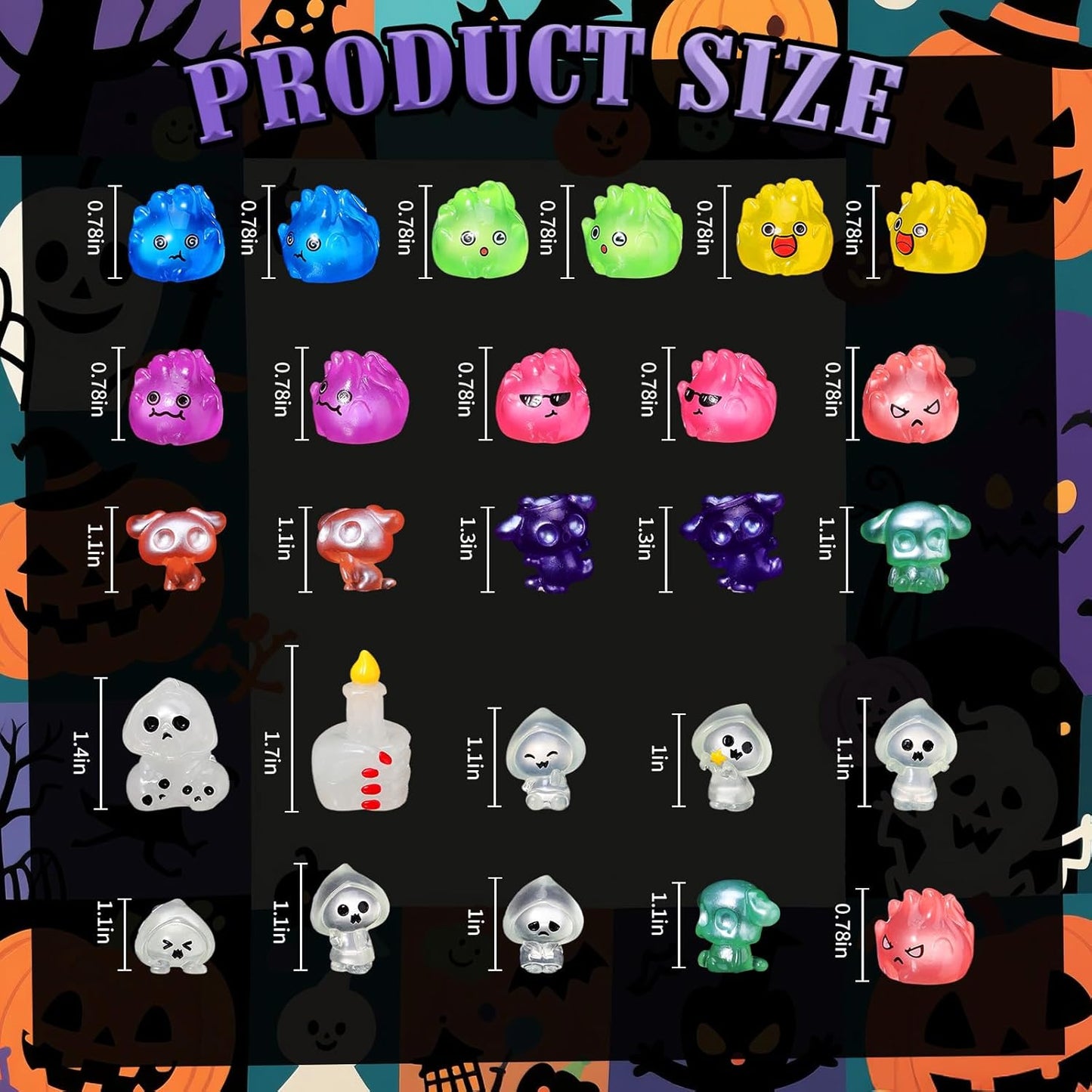 58 Pcs Halloween Luminous Mini Toys Glow in Dark Tiny Resin Figures Set Fairy House Diorama Accessories Ornament for Garden Dollhouse Craft DIY (Pumpkin)