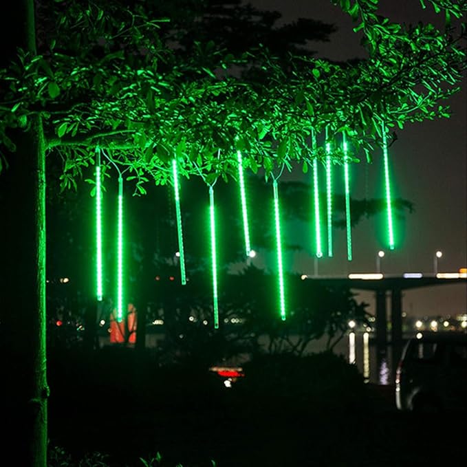 High Brightness 10 Tube 12 Inch 360 LED Meteor Shower Rain Lights Cascading Falling Rain Outdoor Light for Christmas Halloween Tree Raindrop Decoration