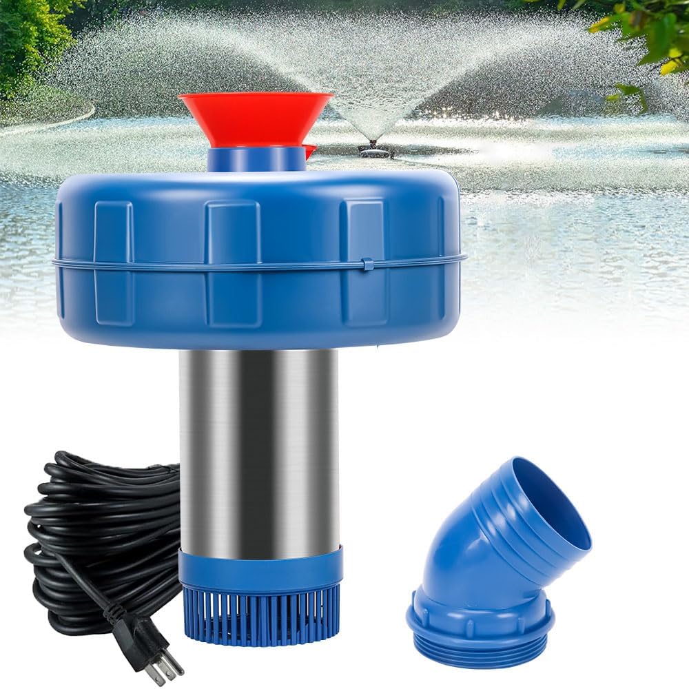 Stainless Steel Pond Fountain Aerator, 1HP 110V Stainless Steel Pond Jet System Fully Automatic Powerful Lake Floating Fountain for Ponds, Lakes
