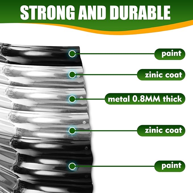 17" Tall Elevated Oval Metal Raised Garden Bed - 5ft x 2ft in Size and 0.8MM Thick Durable Planter Bed/Box for Vegetables Flowers Succulent at Patio/Garden Outdoor (Black, 5X2X1.4 FT)