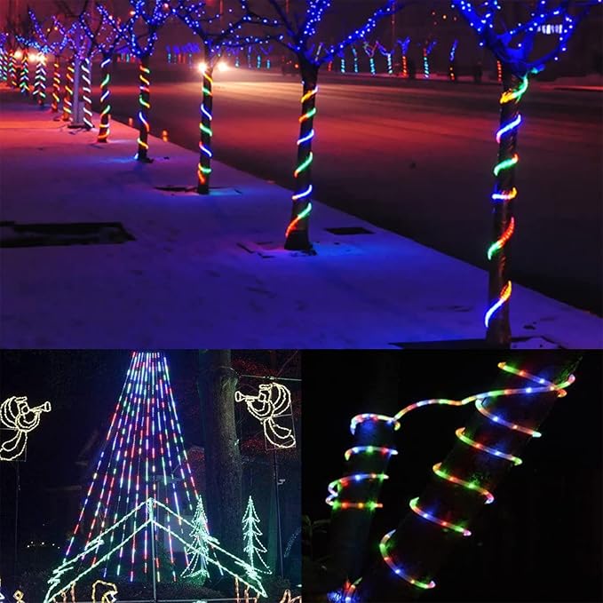 50ft 360 LED Rope Lights Outdoor, Connectable and Flexible Tube Lights with 8 Modes, Waterproof Indoor Outdoor LED Rope Lighting for Deck, Garden, Pool, Patio, Indoor Outdoor Decorations (Multicolor)