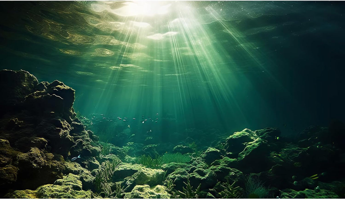 Under The Sea Aquarium Background Underwater Fish Tank Background Ocean Floor Rock Cave Sunray Terrarium Backgrounds Tropical Fish Ocean World Aquarium Reptile Tank Backgrounds 36x18in