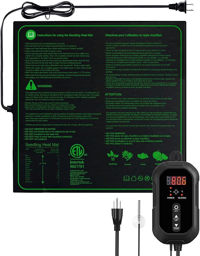 20"x 20" Seedling Heat Mat with Digital Thermostat Combo Set,ETL Certified and Durable Waterproof Warm Hydroponic Heat Mat for Germination,Indoor Gardening,Brewing and Greenhouses