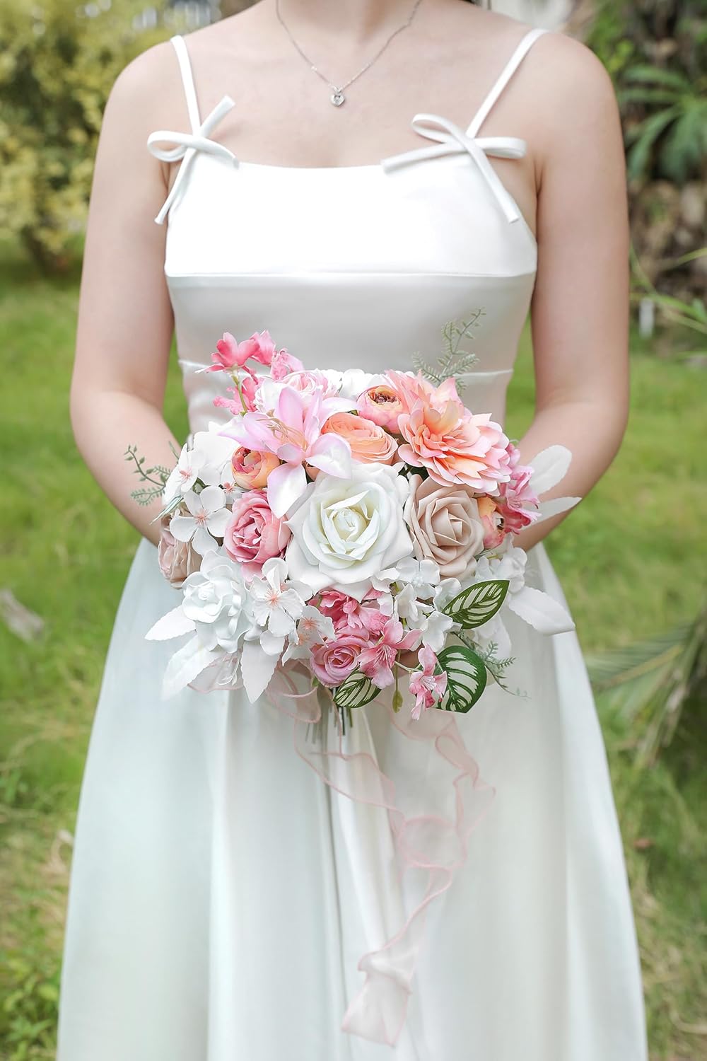 White Pink Artificial Flowers Silk Fake Roses Peonies Greenery Combo Box Set for DIY Wedding Bouquets Bridal Shower Centerpieces Floral Arrangements Party Tables Home Decoration