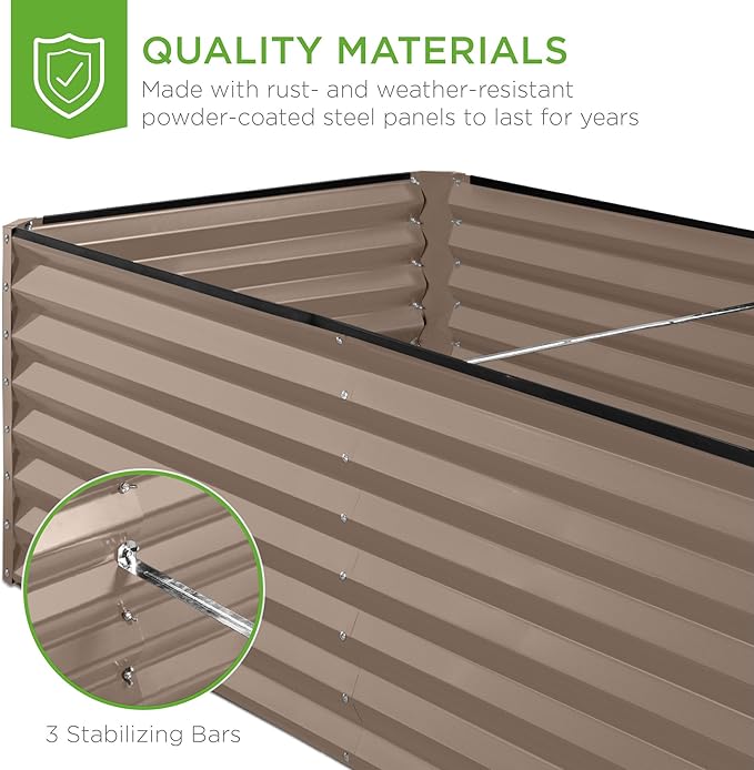 Best Choice Products 8x4x2ft Outdoor Metal Raised Garden Bed, Deep Root Planter Box for Vegetables, Flowers, Herbs, and Succulents w/ 478 Gallon Capacity - Taupe