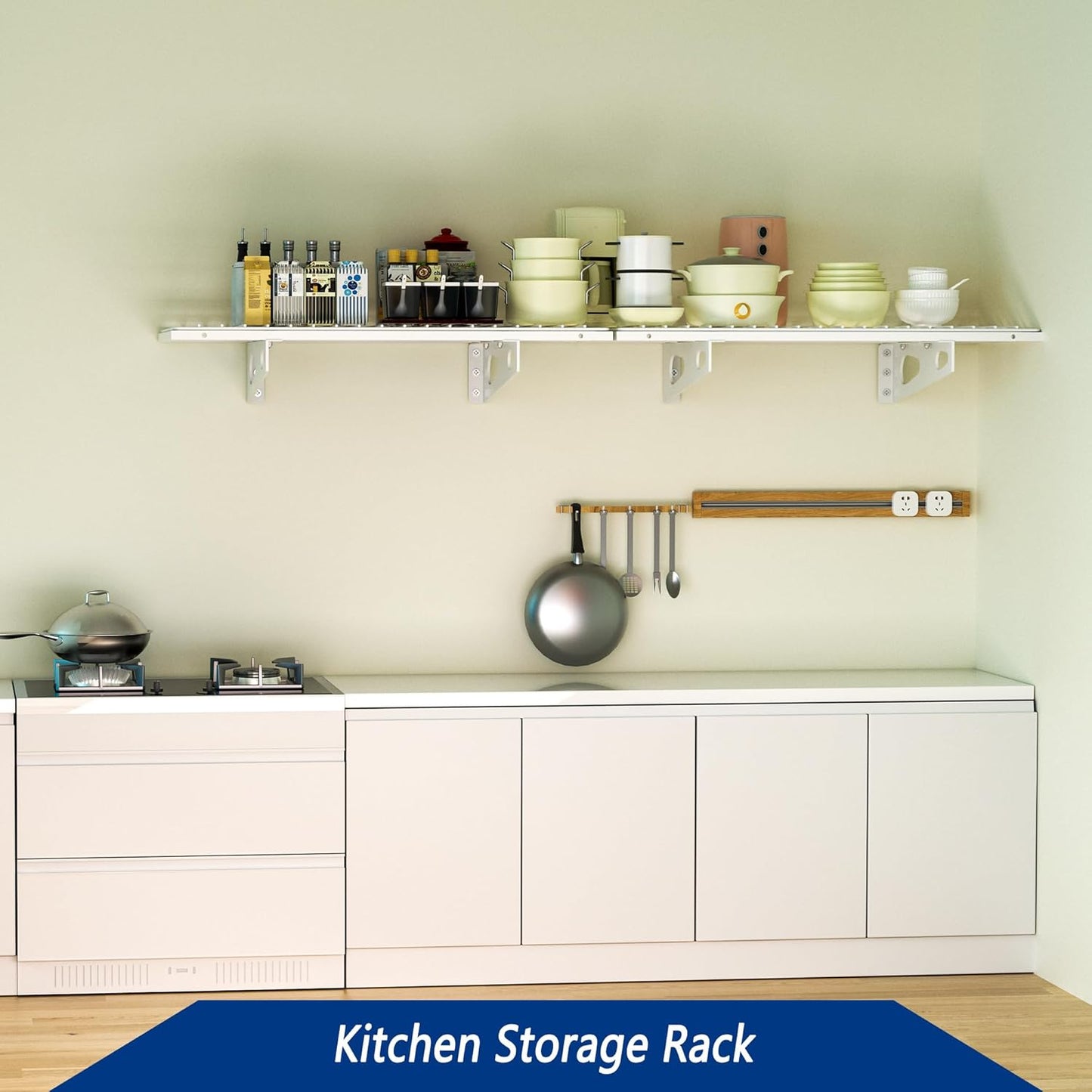 2-Pack 1.5x3FT Garage Shelving 17.7-inch-by-35.8-inch Wall Shelf Garage Storage Rack Wall Mounted Floating Shelves,White