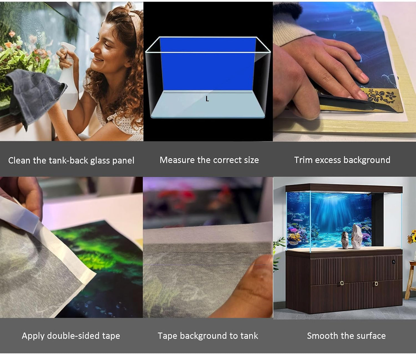 Aquarium Background Exquisite Underwater Grass Leaves with Pebbles Fish Tank Background Vivid Green Aquatic Plant Stone with Dead Woods Leaves Terrarium Wallpaper 30x12in